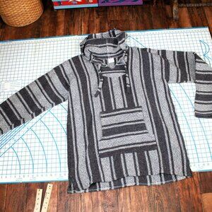 Men's Baja Hoodie Drug Rug Hippie Surfer Rastafarian Pullover, XXL Tall (Est.)